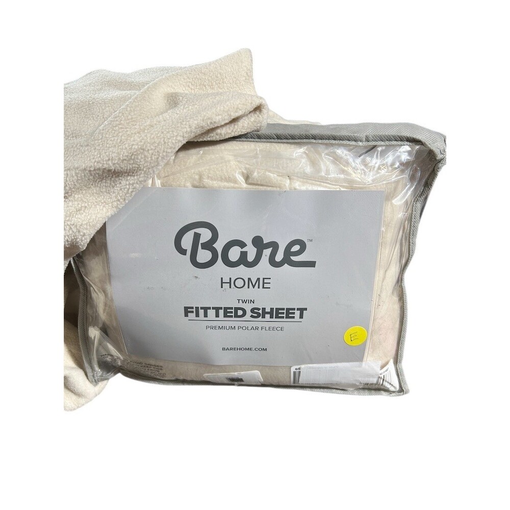 Bare Home Fitted Sheet Twin Beige Solid Ultra Soft Warm Elastic Edges